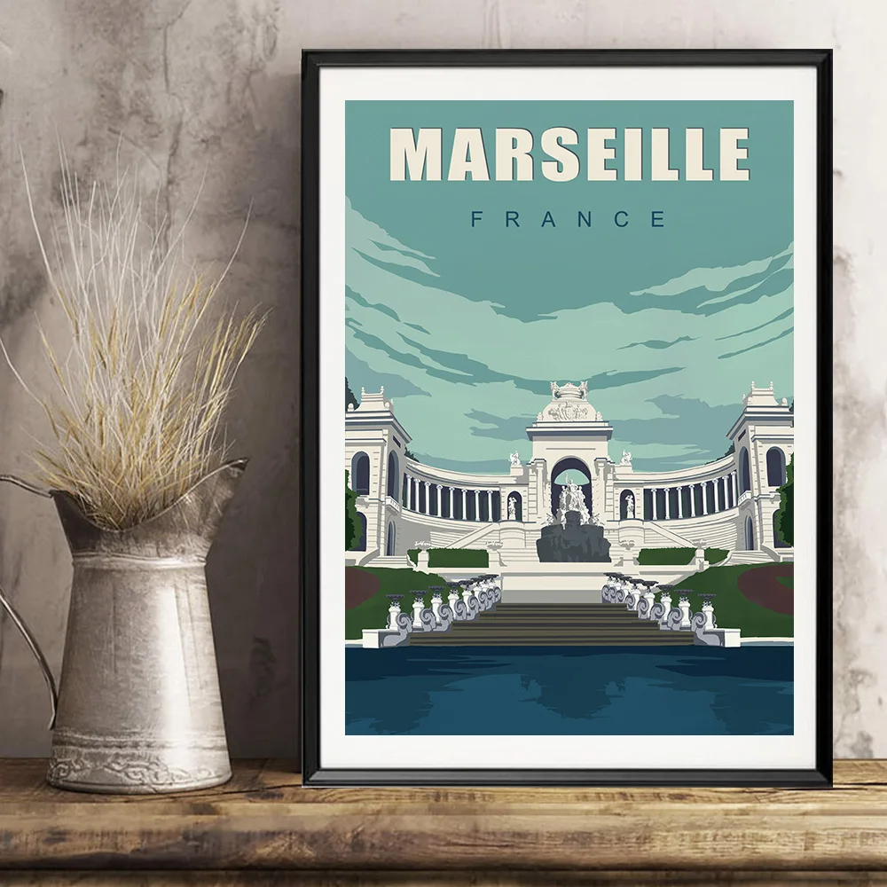 

France Marseille Calanques National Park Vintage Travel Poster Canvas Painting Wall Art Kraft Coated Wallsticker Home Decor Gift