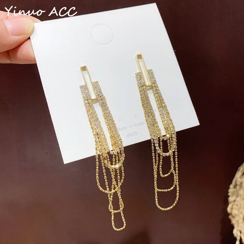 

S925 Silver Needle Exaggerated Fashion Personality Temperament Long U-shaped Trendy Tassel Female Earrings Korean Earrings