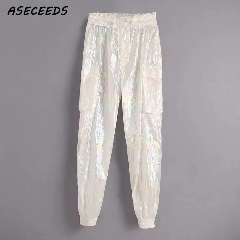 2019 осенние Светоотражающие Брюки для бега женские штаны с высокой талией