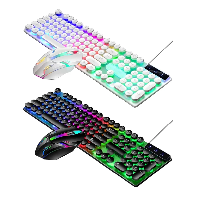 

X7AA USB LED Backlit Typewriter Mechanical Keyboard Round Keycaps -104 punk Gaming KeyboardMechanical Gaming Keyboard