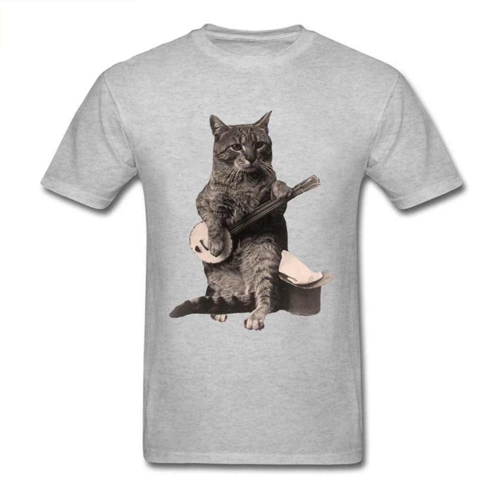 

Cat Playing Banjo Guitar ostern Day Pure Cotton O-Neck Tops & Tees Short Sleeve Custom Tee Shirts Coupons Normal T Shirts
