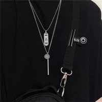 2021 new ins cold wind tide personality male and female couples multi layer set pendant hip hop necklace jumper chain