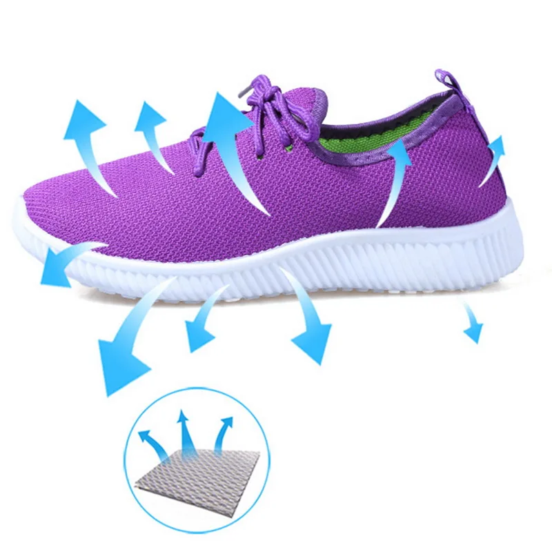 Летние сетчатые Женские повседневные кроссовки удобная Уличная обувь для