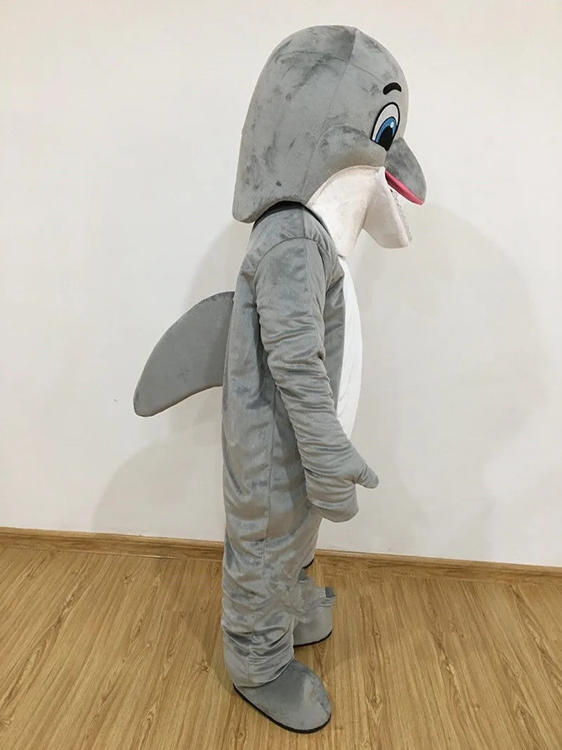Профессиональный новый костюм-талисман с серым дельфином нарядное платье для