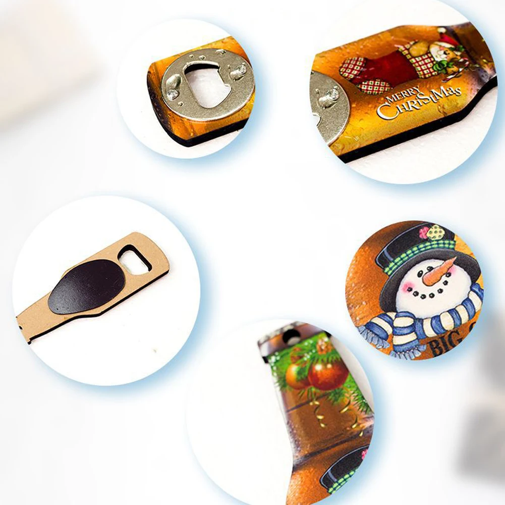 Cute Beer Shape Christmas Santa Claus Snowman Bear Wooden Metal Bottle Opener | Дом и сад