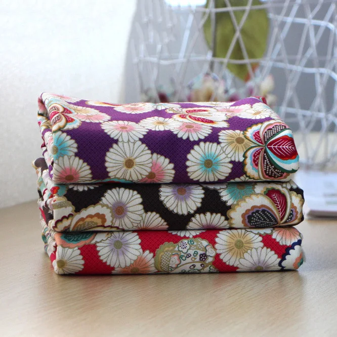 50*55 см японская бронзовая белая хлопковая ткань с маргаритками для шитья кимоно