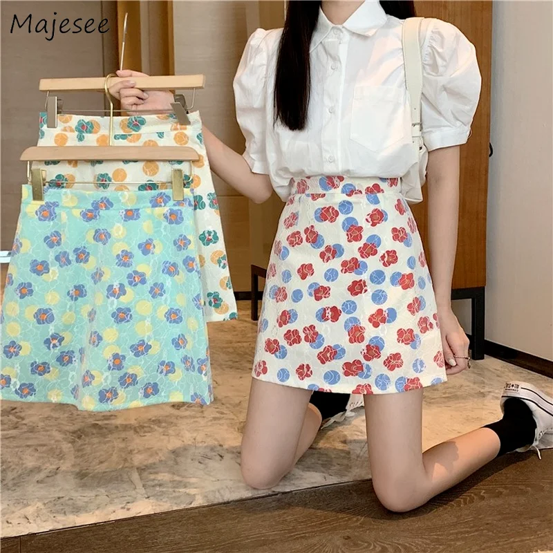 

Skirts Women Printing Vintage Ulzzang Chic Casual Students Lovely A-line Fashion Mini Stylish Girlish Empire Streetwear Lace New