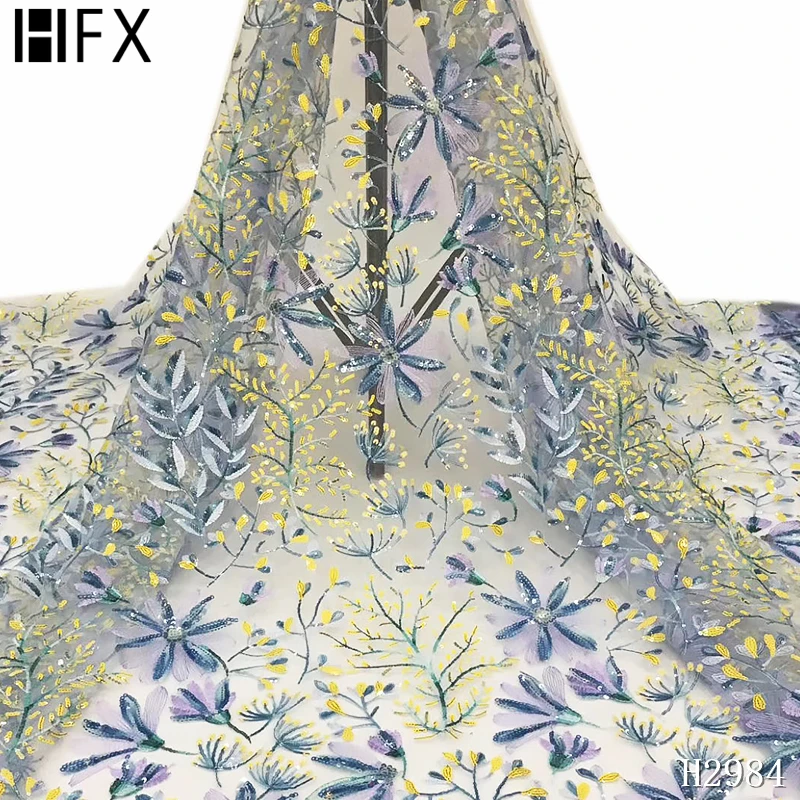 3D flowe кружевная ткань французская Тюлевая кружевная… с блестками сетка кружева высокого качества вышитые нигерийские кружева ткань для невесты X2984