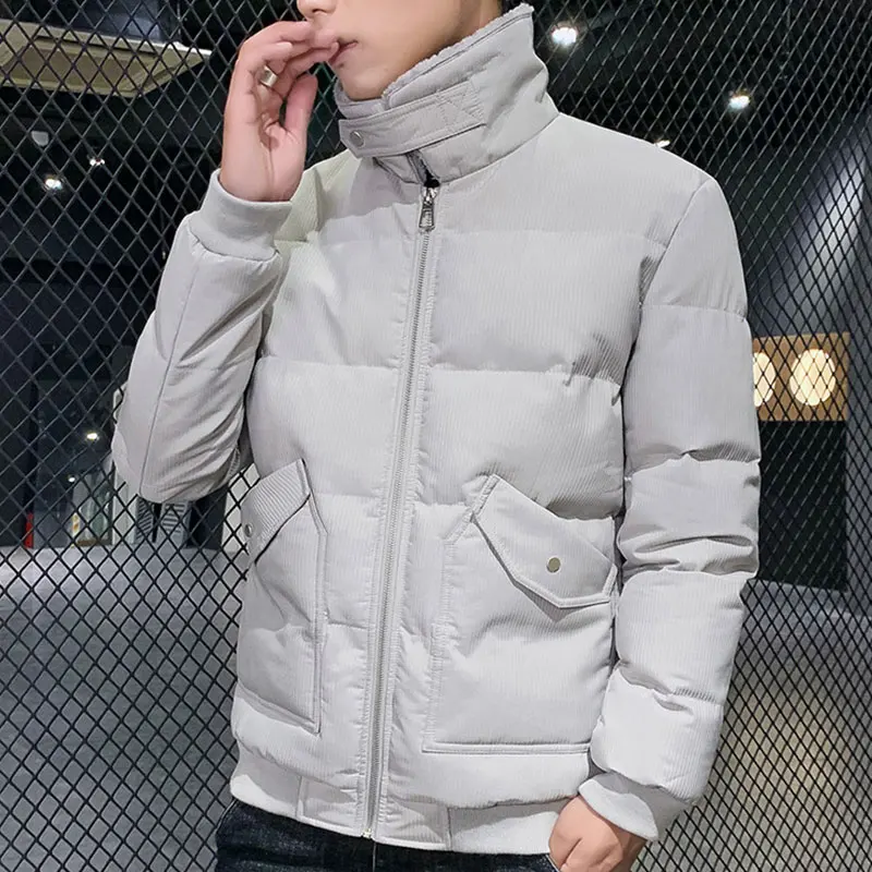 

Winter Cotton Down Jacket Korean Men's Trend Net Black Thick Lapel Youth Slim Warm Parka Coat Jacket Men's Clothing