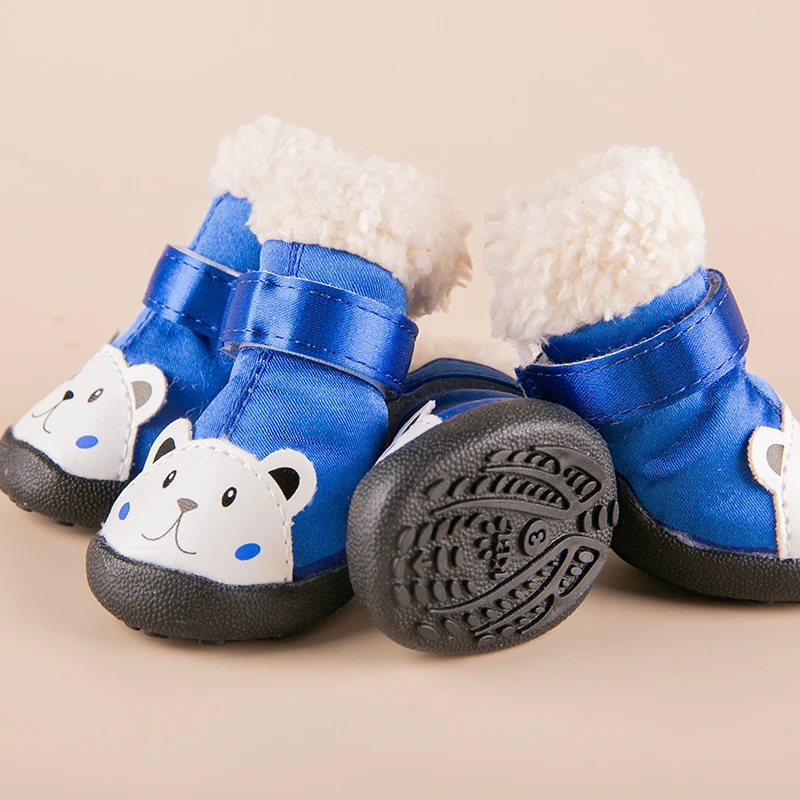 Pet Shoes For Small Dogs And Cats Fashion PU Snow Defence Dog Boots Puppy Warm Waterproof Deluxe Anti-slip Rubber Sole | Дом и сад