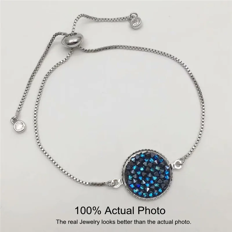 

Ms Betti Spring BLUE Round Charm Bracelet Adjustable Crystals From Austria 2021 Fashion Women Design Mother's Day Party Gifts