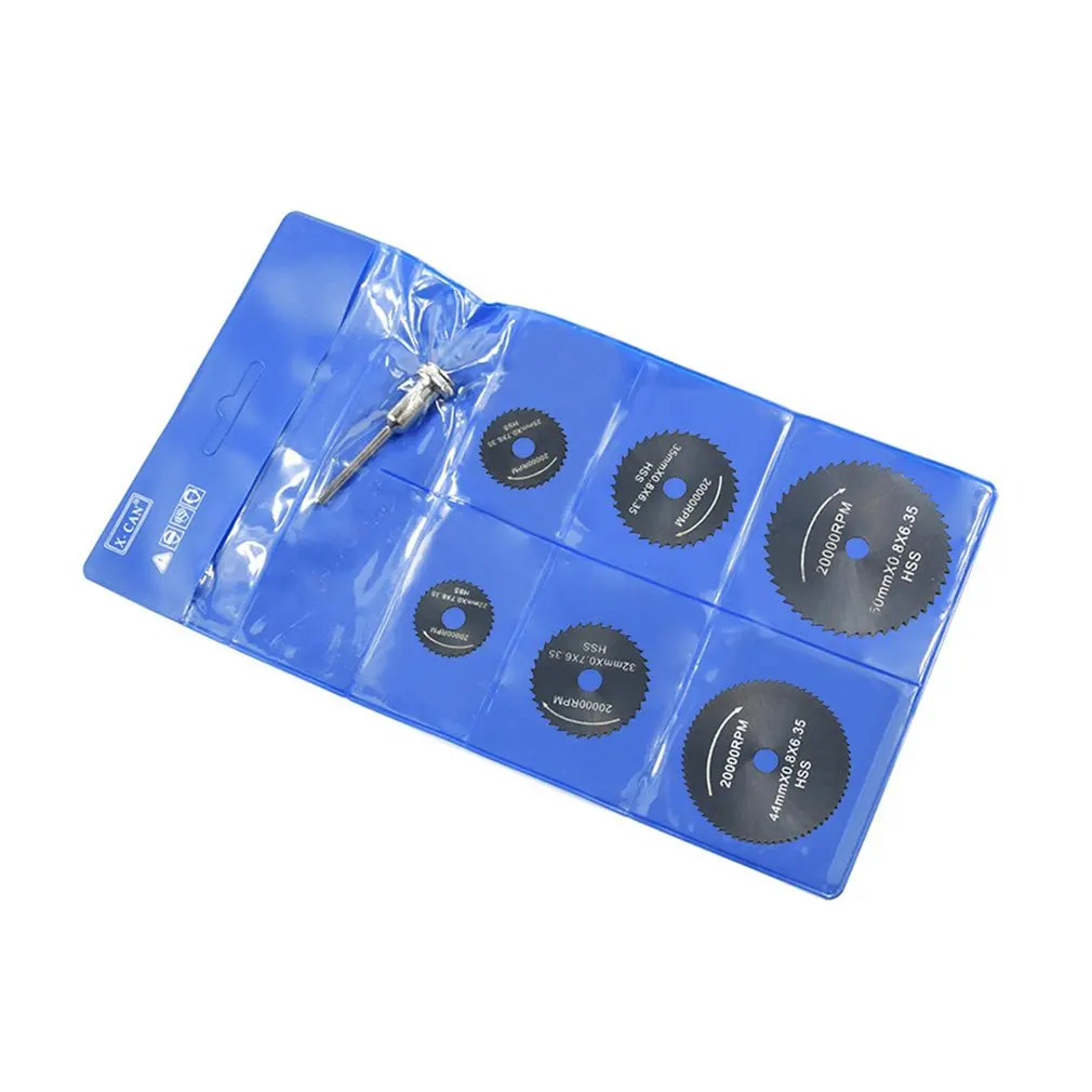 

6PCS/set HSS Circular Saw Blade Rotary Tool 22-50mm Wood Cutting Discs Blades with Drill Mandrel for Dremel Metal Cutter