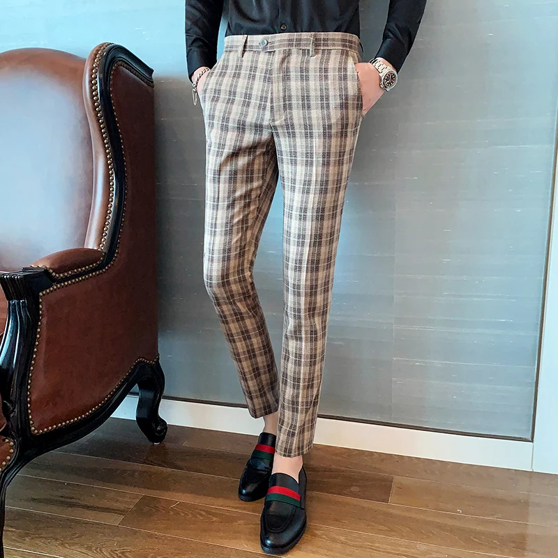 Pantalon ботильоны Длина Homme Повседневный приталенный мужской костюм штаны деловые