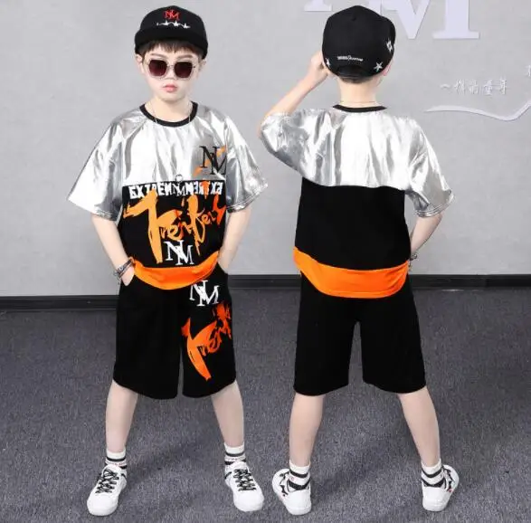 Детские танцевальные костюмы в стиле хип-хоп для мальчиков спортивные с коротким