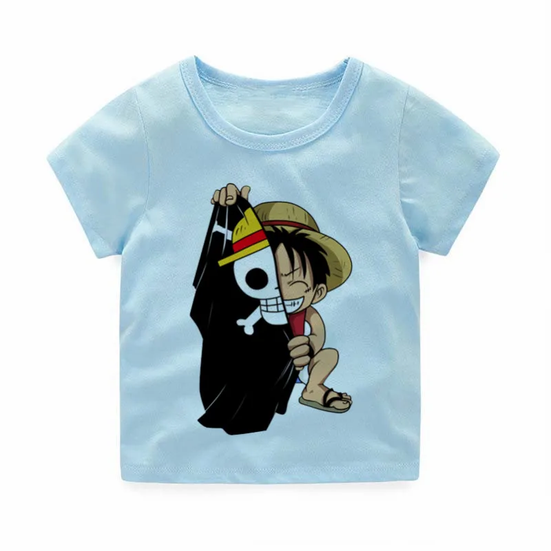 Одна футболка с Луффи для маленьких мальчиков и девочек футболки Зоро нами