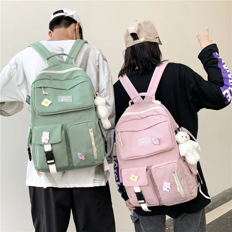 Фото Женский рюкзак унисекс Weysfor в стиле Харадзюку сумка на плечо с куклой-подвеской