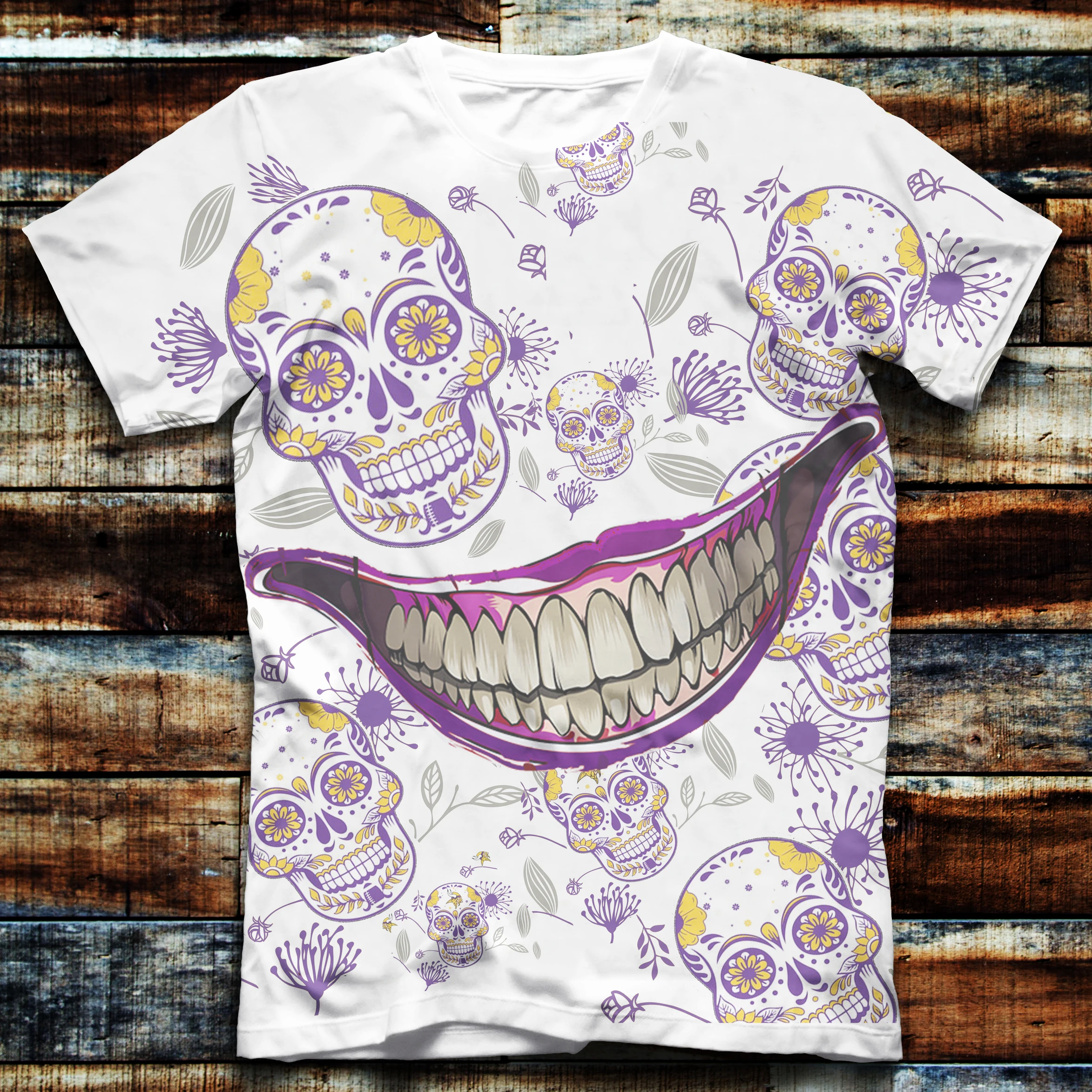 Мужские/женские футболки с 3D принтом Skulls And Haha Joker белая футболка коротким рукавом