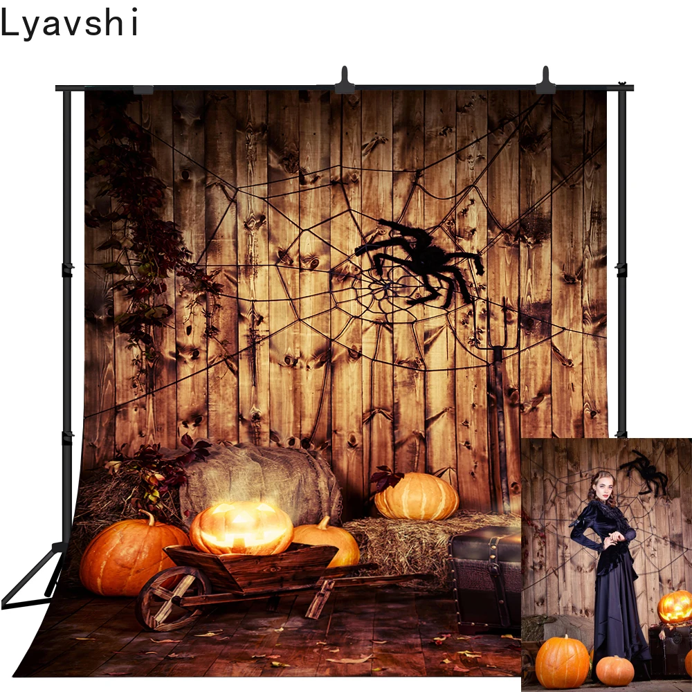 

Lyavshi фон для фотосъемки Хэллоуин паук деревянный дом Свет Тыква фоны Профессиональная фотография фоновый реквизит