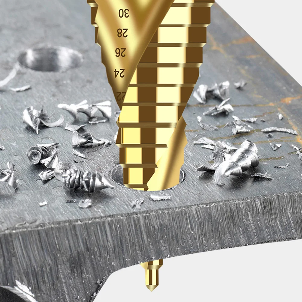 Прямое ступенчатое сверло с треугольным хвостовиком титановая быстрорежущая