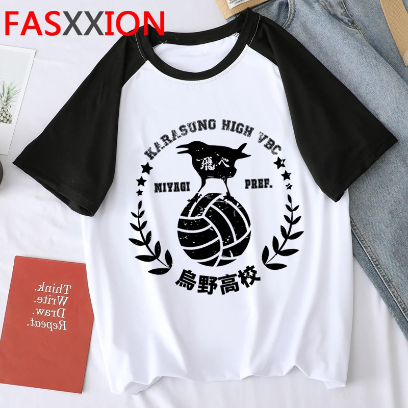 

Футболка Haikyuu, мужская повседневная одежда для пары, кавайная Винтажная футболка для пары в стиле Харадзюку