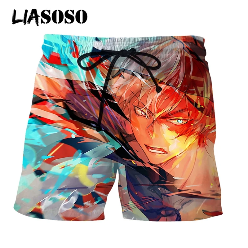 

LIASOSO 3D Print Unisex Japan Anime Boku No My Hero Academia Men's Shorts Casual Trousers Brach Pants Boardshorts Loose Joggers