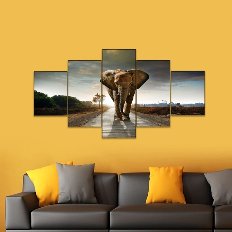 

5pcs Unframed Elephant Oil Paintings Print Posters Wall Abstract Art Pictures 91AD