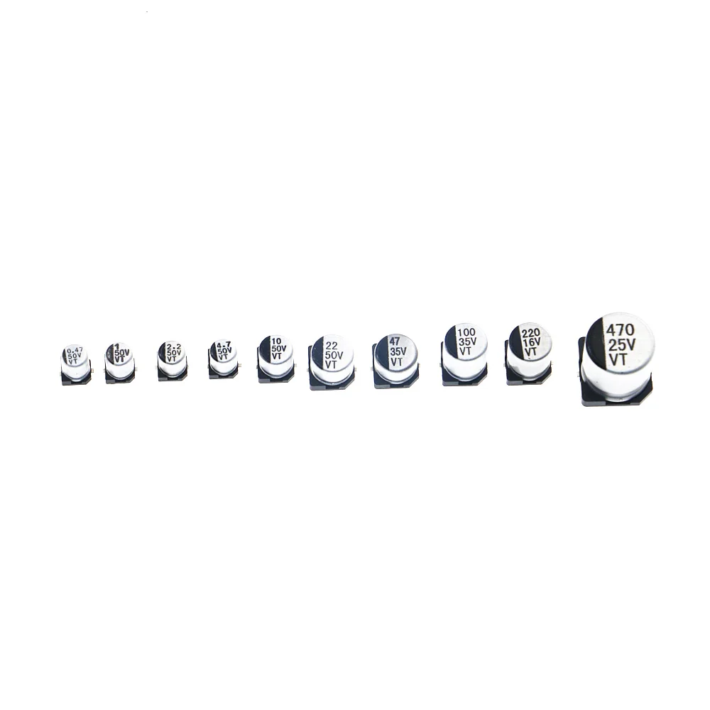 145 шт. 10 значений SMD 0 47 до 470 мкФ 16V алюминиевая крышка 25В 35В с алюминиевой крышкой