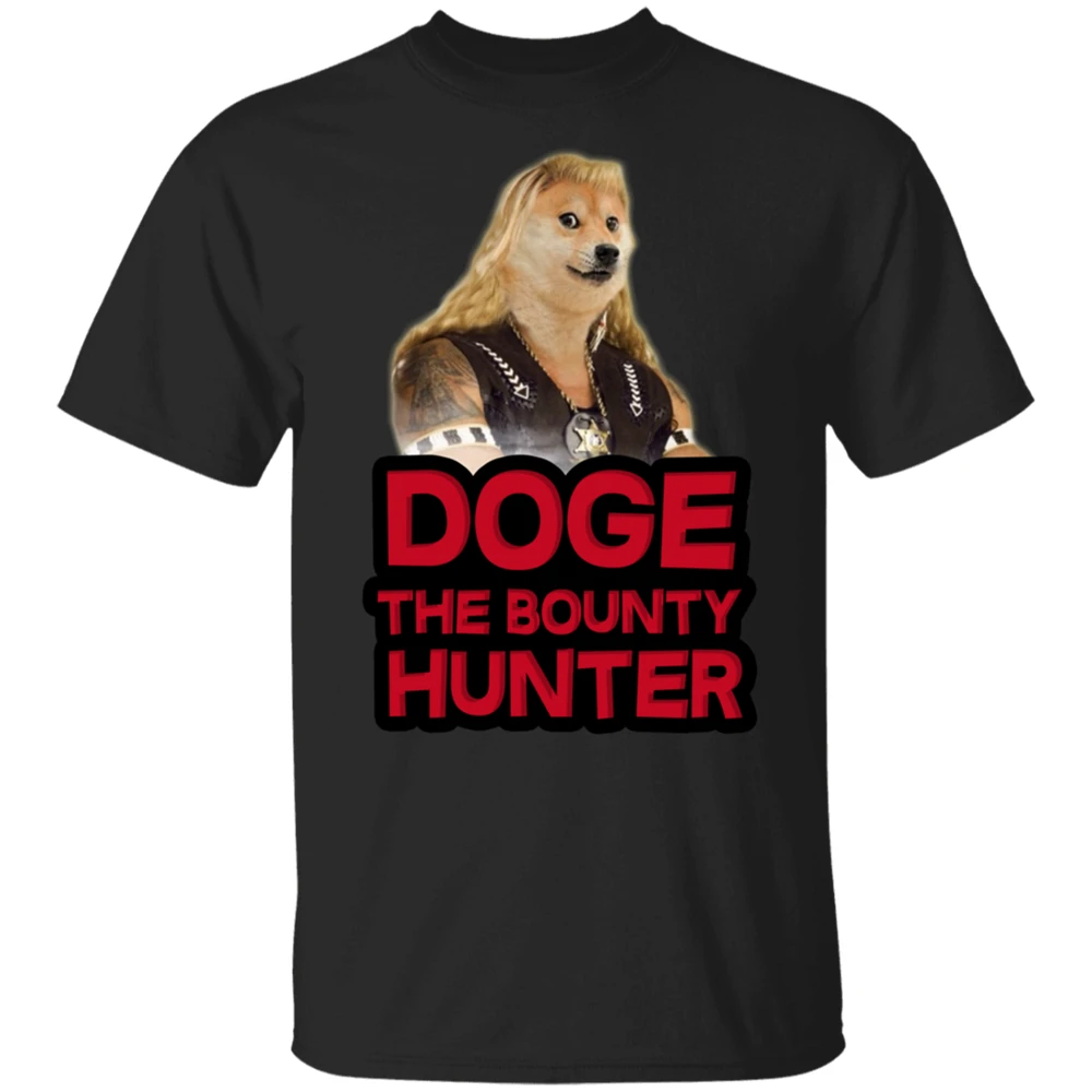 Забавная футболка Doge The Bounty Hunter черно темно синяя разноцветная для мужчин и