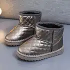 Новинка, зимние ботинки для девочек с ромбовидной сеткой, высококачественные детские ботинки из искусственной кожи, размер 26-37