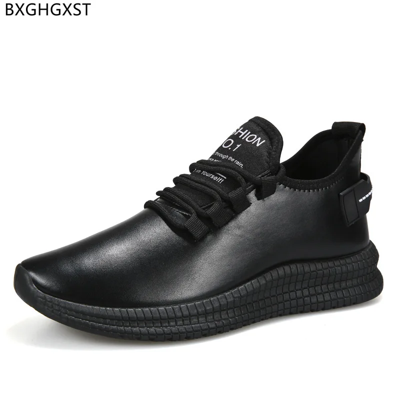 

Black Running Shoes for Man 2021 Leather Casual Shoes Men Platform Fashion Mens Shoes Casual Men Sneakers Chaussure Homme Sapato