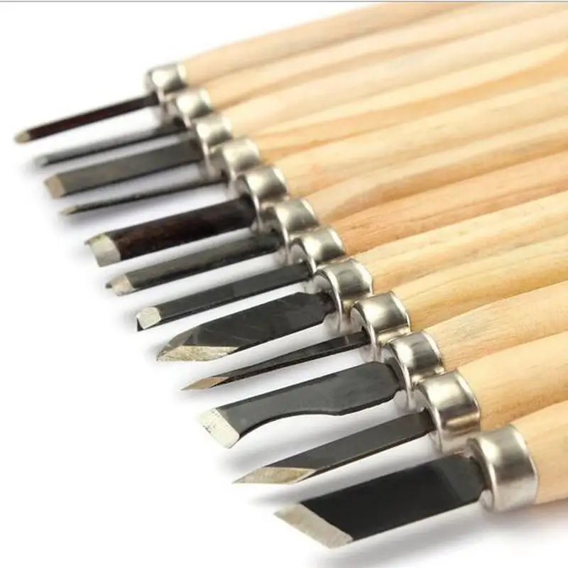 12 шт./компл. DIY резьба по дереву с Ножи комплект удобный резки и штихель типа