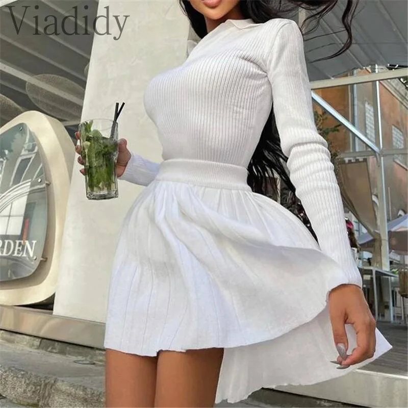 Женский комплект из 2 предметов элегантный однотонный трикотажный топ с длинным