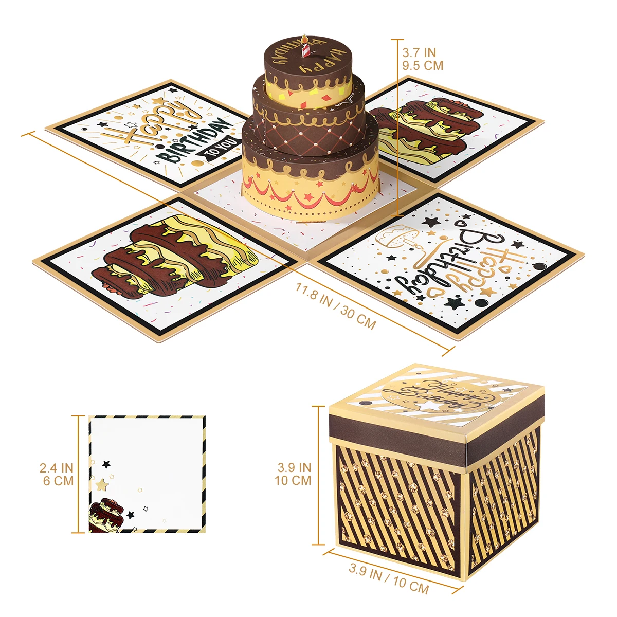 partykindom Coffee Birthday Paper Cake Creative Surprise 3D Wish Card Gift Box Explosion Pop Up Greeting Papercraft | Дом и сад