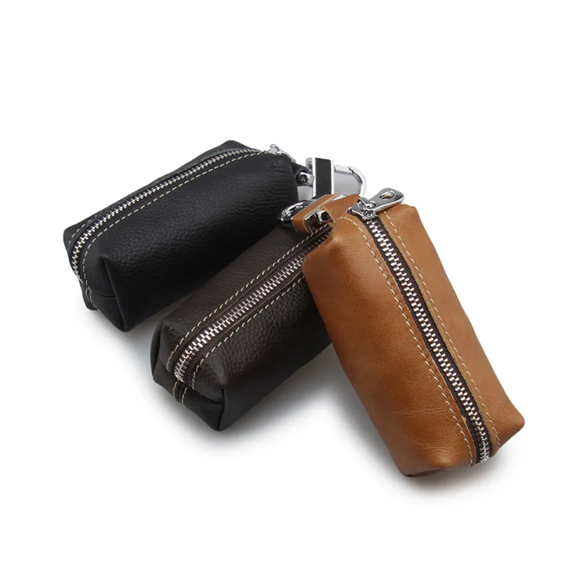 

100PCS / LOT Genuine Leather Keychain Key Bag Wallet Pouch Men Women Key Buckle Key Holder Housekeeper Keys Organizer