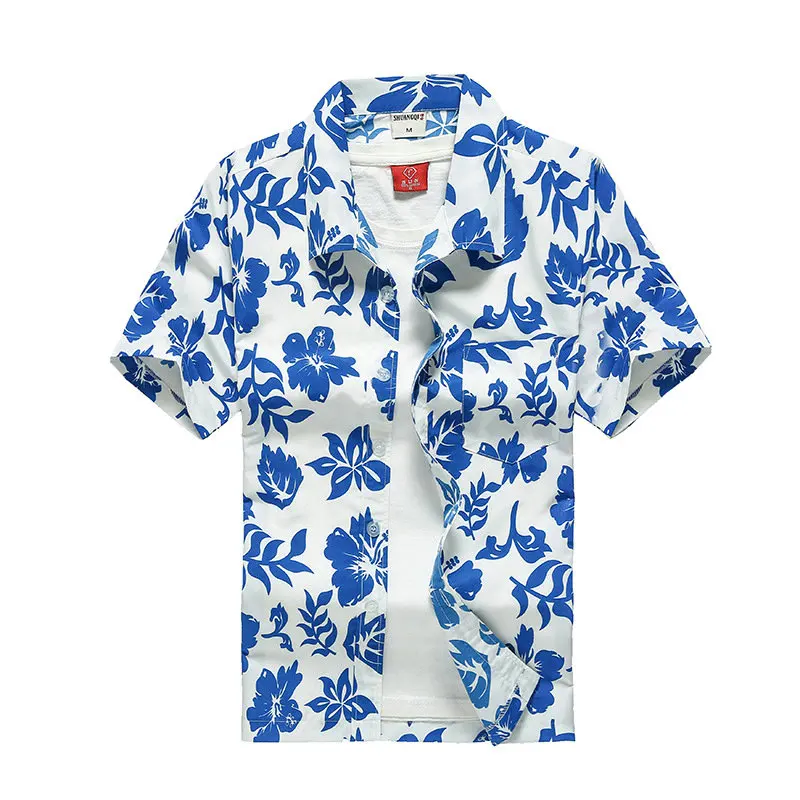 

Mens Hawaiian Shirt Male Casual camisa masculina Printed Beach Shirts Short Sleeve brand clothing Free Shipping Asian Size 5XL