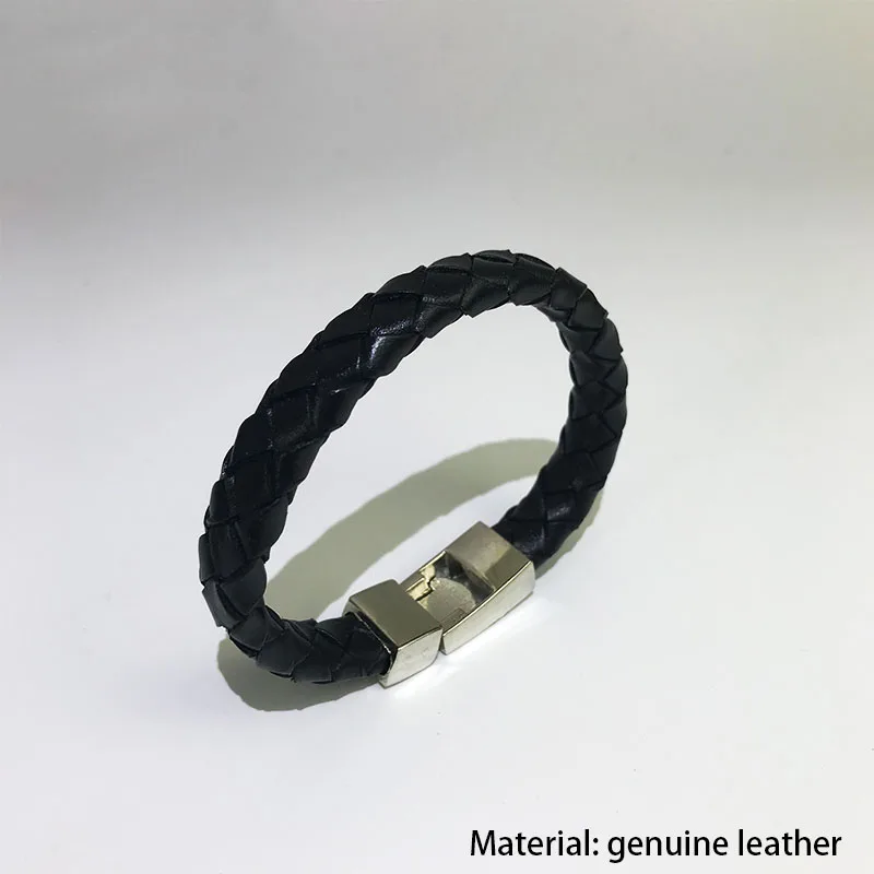 M & G черный плетеный браслет ручной работы из натуральной кожи женский цепочка в