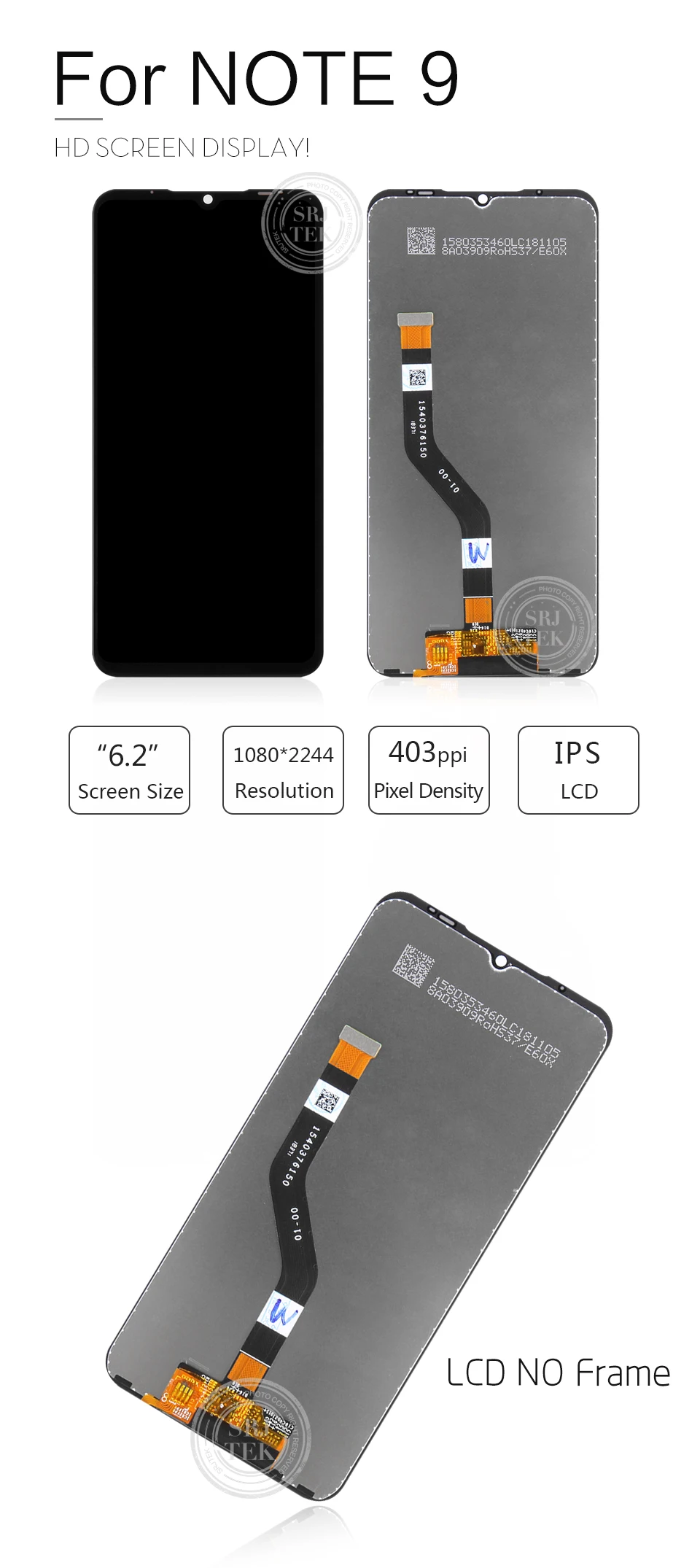 Srjtek для Meizu Note 9 ЖК-панель сенсорный экран дигитайзер сенсор стекло полная сборка для Meizu Note 9 дисплей запасные части