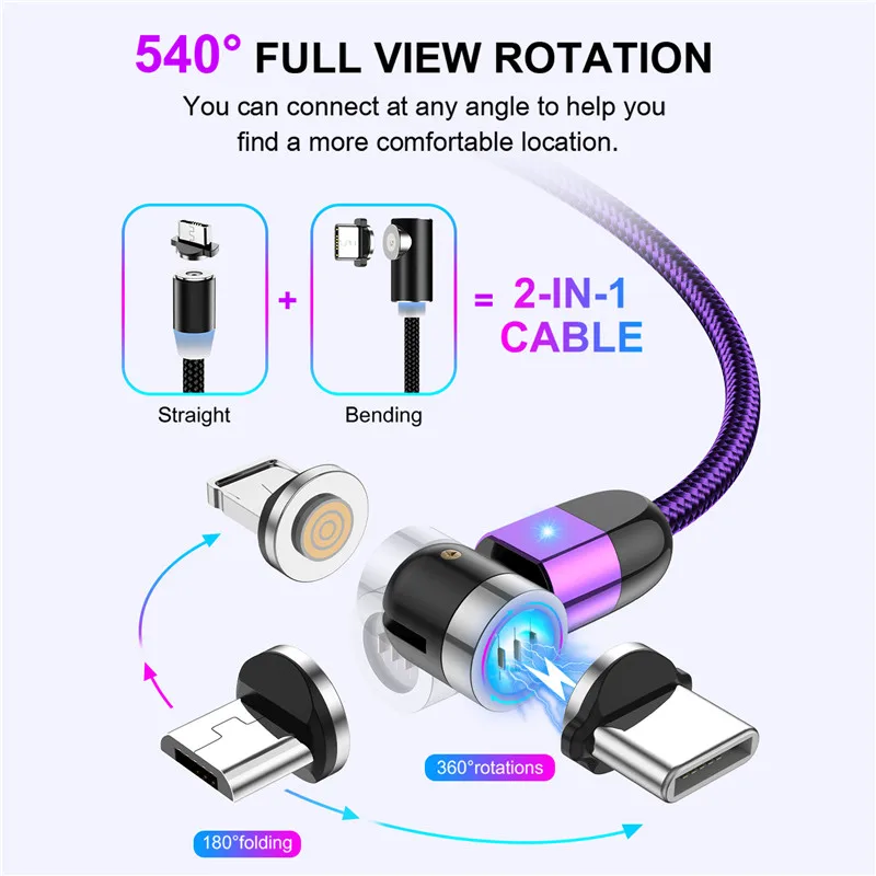 Зарядный кабель USLION Micro USB Type C 3A магнитный 4 цвета | Мобильные телефоны и