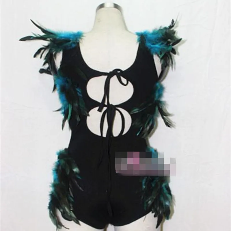 Dj Ds перьевой цельный костюм павлиний шерстяной для фотосъемки DJ Rave наряд