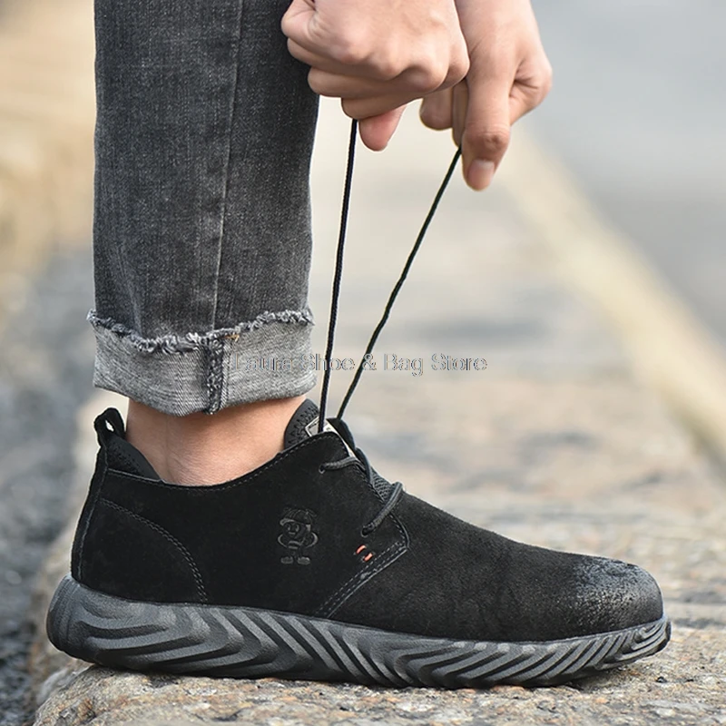

Welder Shoes Men Safety Shoes Anti-stab Puncture-proof Soft Work Safety Boots Male Protective Footwear Steel Toe Security Boots