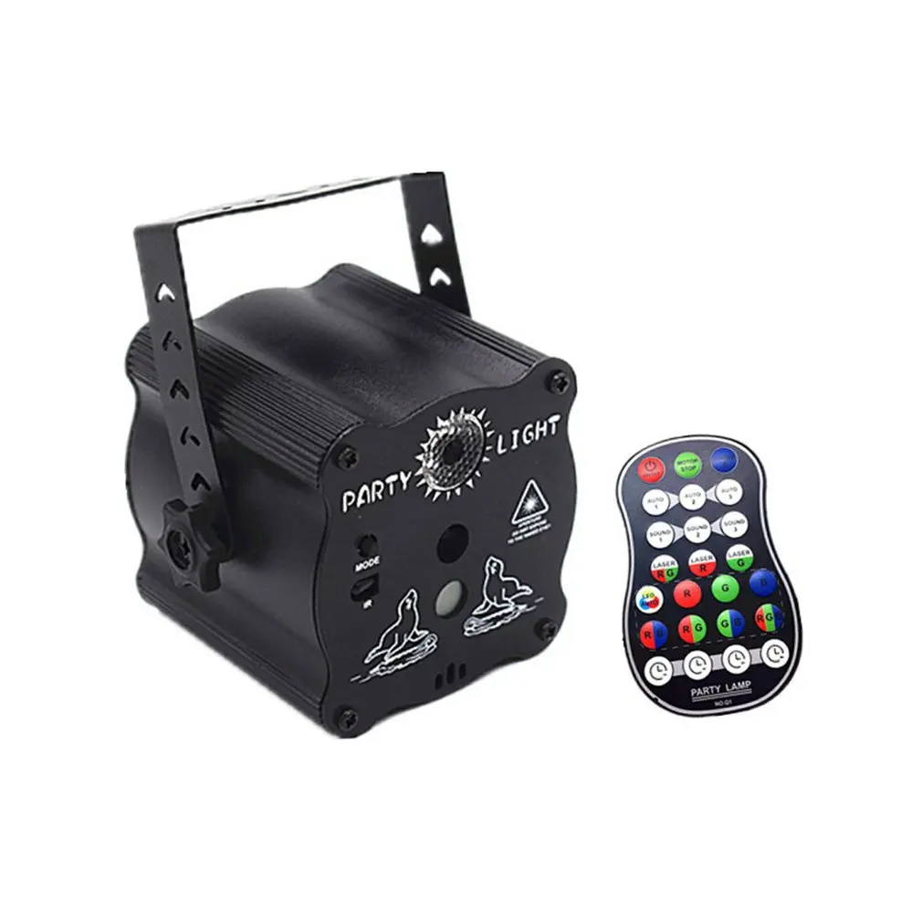 

90 patterns Mini DJ Disco Light Party Stage Lighting Effect Voice Control USB Laser Projector Strobe Lamp for Home Dance Floor