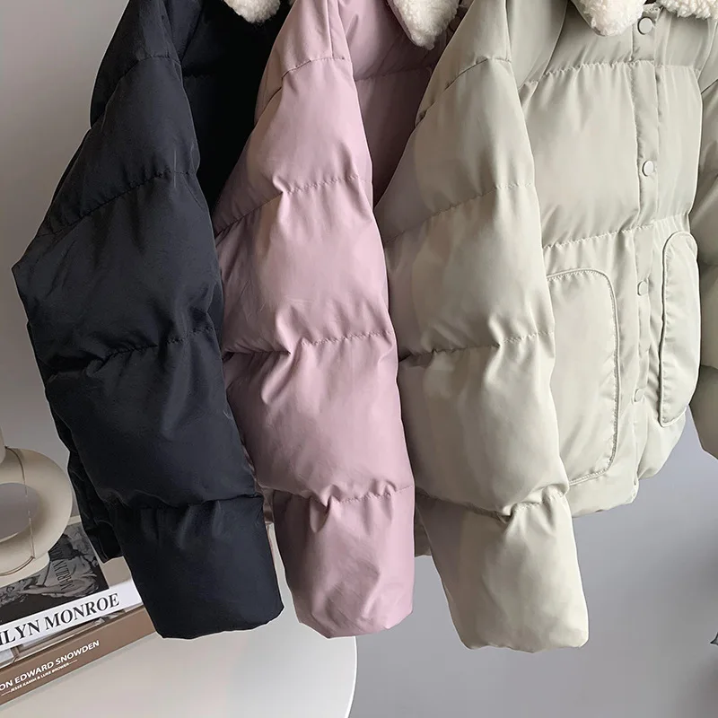 

MyZyQg Winter Parkas Coat Women Casual Thick Warm Stitching Short Bread Padded Jackets Korean Outerwear Coats Streetwear Clothes