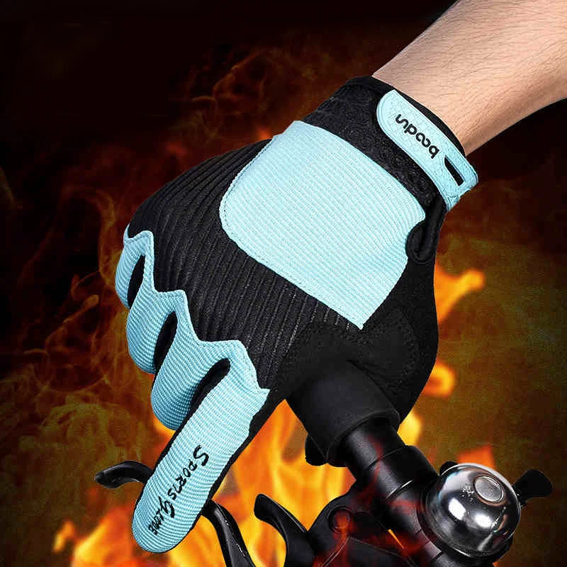 Ветрозащитные теплые велосипедные перчатки зимние термальные с полным пальцем