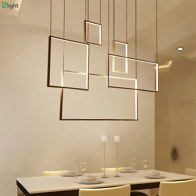 

Led Pendant Chandelier Lights Acrylic Dining Room Led Chandeliers Lighting Living Room Hanging Lamp Fixtures Square Metal Modern
