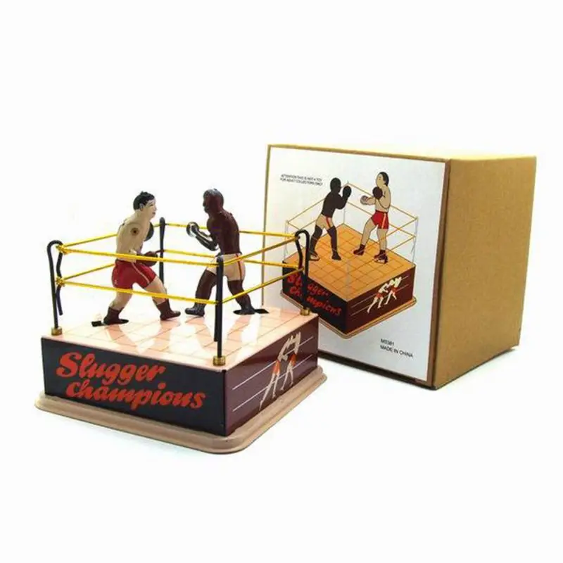 

Classic Vintage Tin Toy Boxing Ring Wrestling Boxers with Wind-Up Key Adults Novelty Retro Style Gift T8ND
