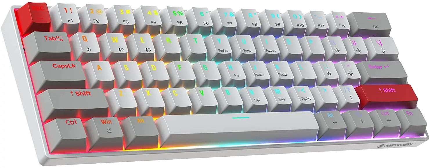 

Беспроводная Механическая игровая клавиатура NEWMEN GM610 60%, 61 клавиша, Bluetooth механическая клавиатура, NKRO с комплектом дополнительных клавиш, RGB