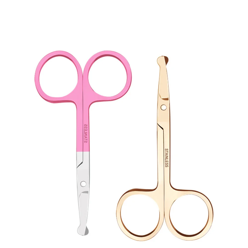 

2pc 3.5" Straight + Curved Mustache Nose Hair Scissors w/ Safety Tips