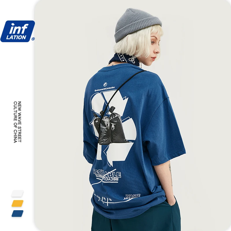 Мужская футболка с коротким рукавом INFLATION повседневная хлопковая в стиле хип хоп