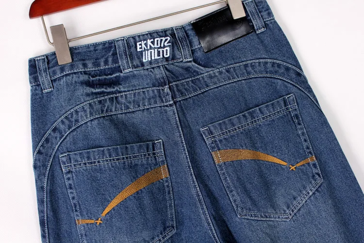 

102 European and American hip-hop cartoon jeans men's fashion loose embroidery casual pants plus size hip-hop skateboard pants