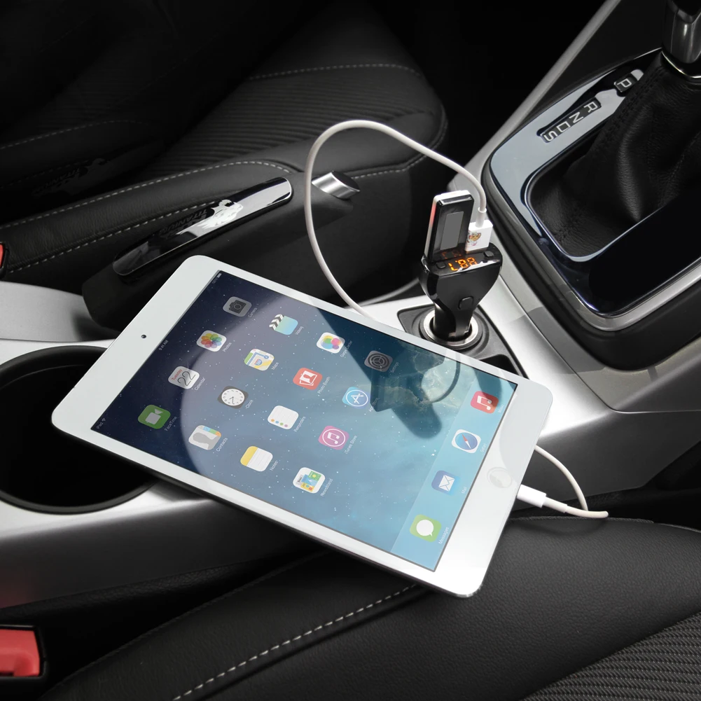 

FM Transmitter Wear-resistant T24 3.1A Charging 2 USB Handsfree Car FM Transmitter Car Charger 4.2 FM Transmitter
